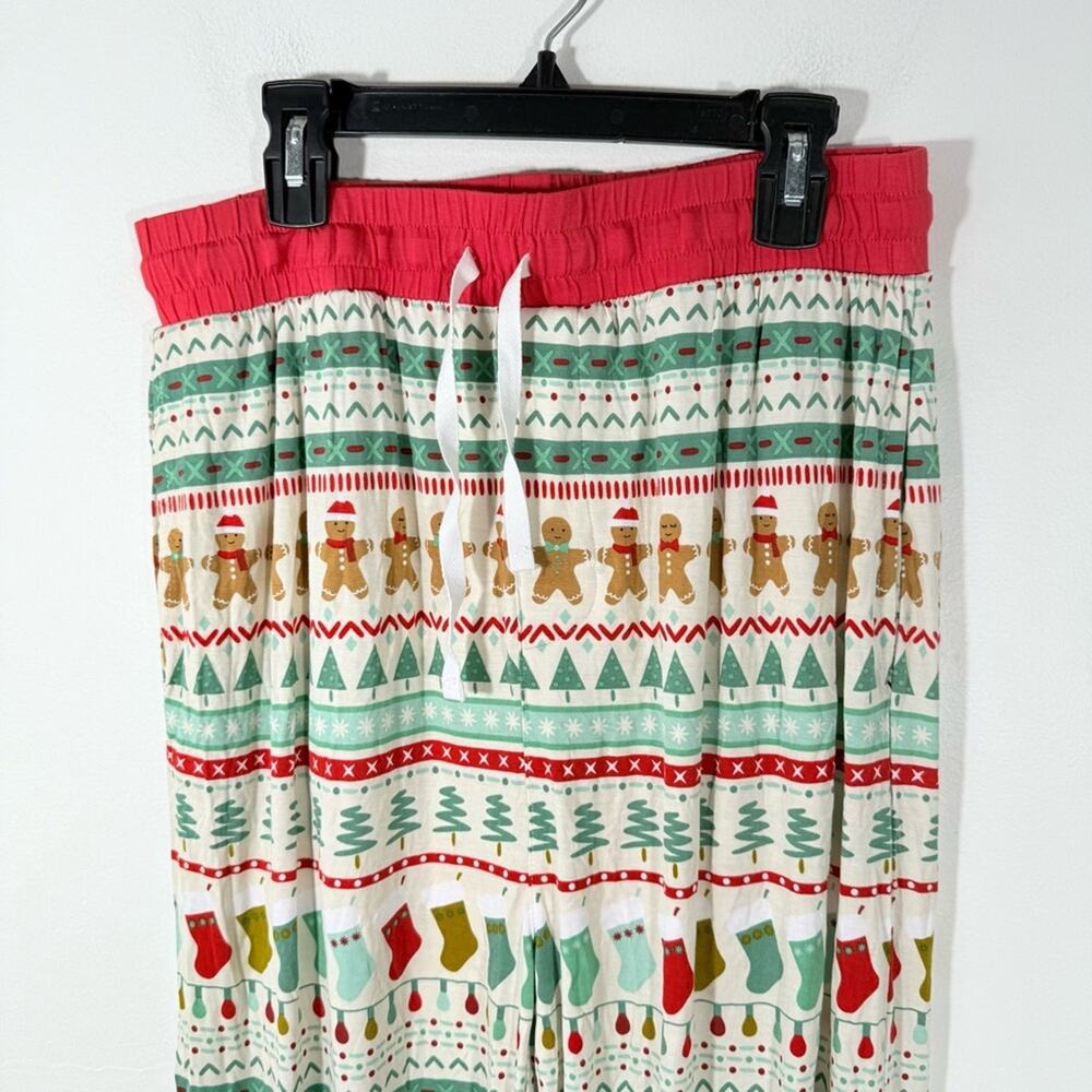 Little Sleepies Gingerbread Fair Isle Wide Leg Bamboo Pajama Pants Medium - Picture 2 of 8